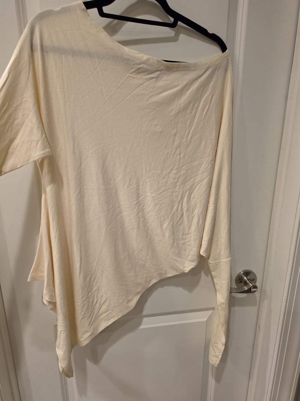 Arden B Cream Off-Shoulder Asymetrical Tunic Top Size Large